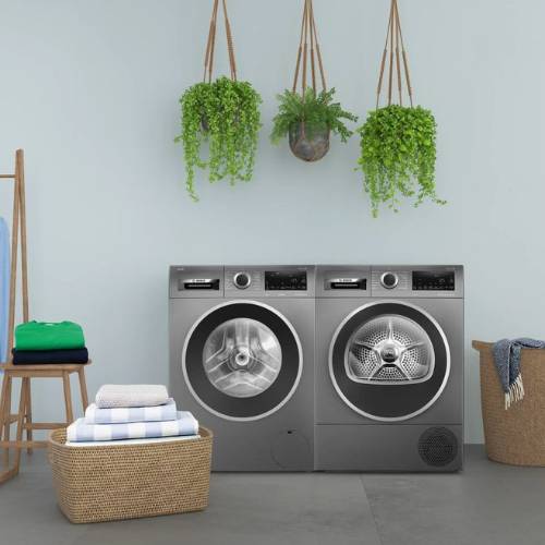 Serie 6 Warmtepompdroger 8 kg Cast iron grey - Zilverschoon bosch wasdroger grijs w1g235dinl sfeer wasmachine - WQG235DINL