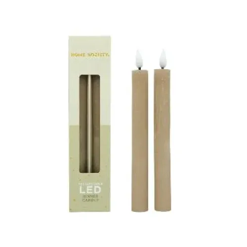 LED Dinerkaarsen oplaadbaar set 2 - Zilverschoon home society dinerkaarsen set2 beige - 730001 105