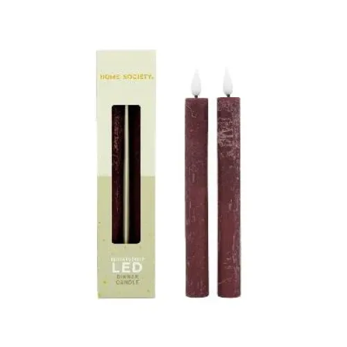 LED Dinerkaarsen oplaadbaar set 2 - Zilverschoon home society dinerkaarsen set2 bourgondisch rood 1 - 730001 280