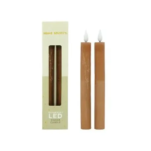 LED Dinerkaarsen oplaadbaar set 2 - Zilverschoon home society dinerkaarsen set2 bruin 1 - 730001 300