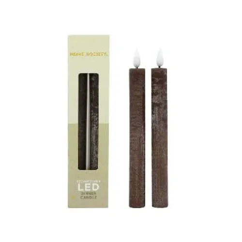 LED Dinerkaarsen oplaadbaar set 2 - Zilverschoon home society dinerkaarsen set2 donkerbruin 1 - 730001 330