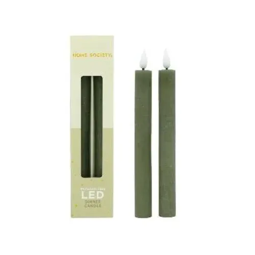LED Dinerkaarsen oplaadbaar set 2 - Zilverschoon home society dinerkaarsen set2 groen 1 - 730001 600