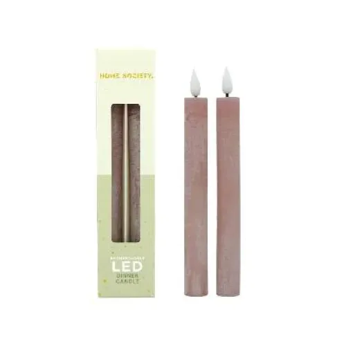LED Dinerkaarsen oplaadbaar set 2 - Zilverschoon home society dinerkaarsen set2 stoffig roze - 730001 105