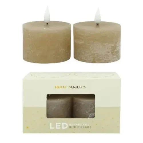 LED Mini Stompkaarsen oplaadbaar set 2 - Zilverschoon home society mini stompkaars set 2 beige 1 - 730004 150