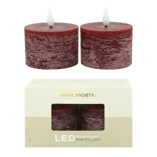 LED Mini Stompkaarsen oplaadbaar set 2 - Zilverschoon home society mini stompkaars set 2 bourgondisch rood - 730004 105