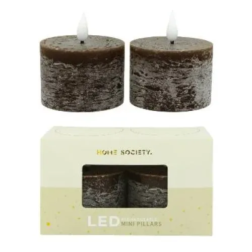 LED Mini Stompkaarsen oplaadbaar set 2 - Zilverschoon home society mini stompkaars set 2 donkerbruin - 730004 105