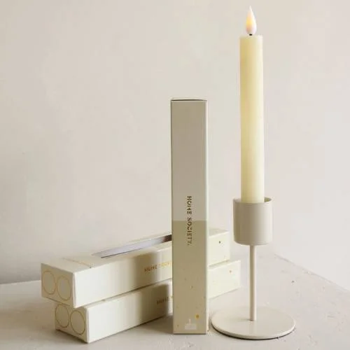 LED Dinerkaarsen oplaadbaar set 2 - Zilverschoon homesociety led dinerkaars gebrokenwit - 730001 105
