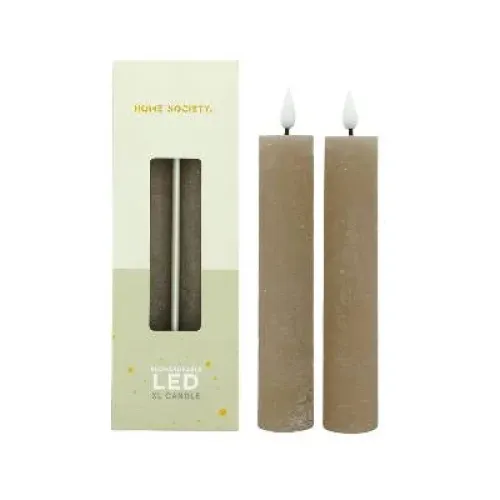 LED XL Dinerkaarsen oplaadbaar set 2 - Zilverschoon homesociety led kaarsen xl set2 beige 1 - 730002 150