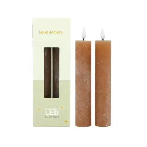 LED XL Dinerkaarsen oplaadbaar set 2 - Zilverschoon homesociety led kaarsen xl set2 bruin - 730002 105