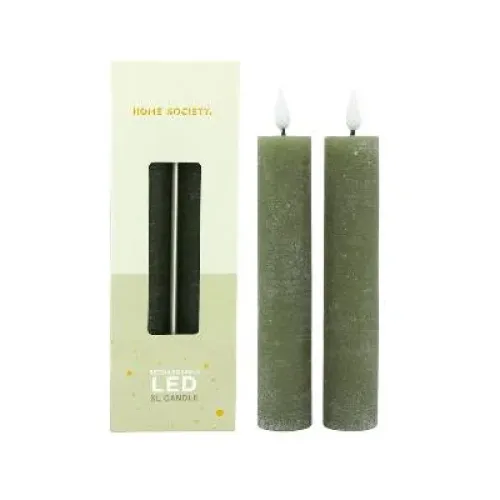 LED XL Dinerkaarsen oplaadbaar set 2 - Zilverschoon homesociety led kaarsen xl set2 groen 1 - 730002 600