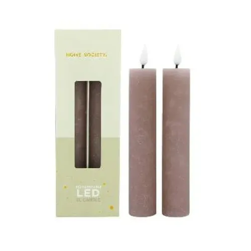 LED XL Dinerkaarsen oplaadbaar set 2 - Zilverschoon homesociety led kaarsen xl set2 stoffig roze - 730002 105