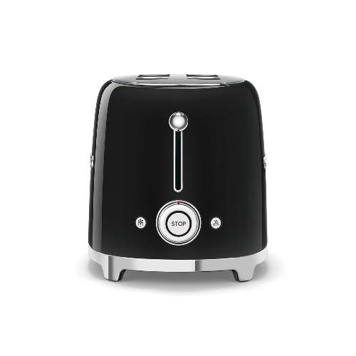 Broodrooster Zwart - 2 Toast - Zilverschoon smeg broodrooster achter - TSF01BLEU