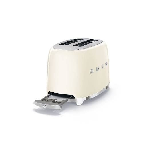 Broodrooster Cr&egrave;me - 2 Toast - Zilverschoon smeg broodrooster creme klep - TSF01CREU