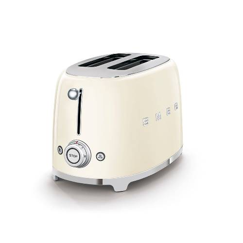 Broodrooster Cr&egrave;me - 2 Toast - Zilverschoon smeg broodrooster creme zij - TSF01CREU