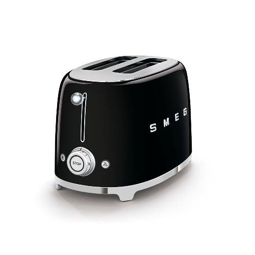 Broodrooster Zwart - 2 Toast - Zilverschoon smeg broodrooster zwart zij - TSF01BLEU