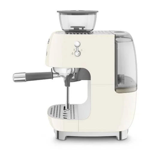 Espresso machine met bonenmaler Cr&egrave;me - Zilverschoon smeg espresso bonenmaler creme zij - EGF03CREU