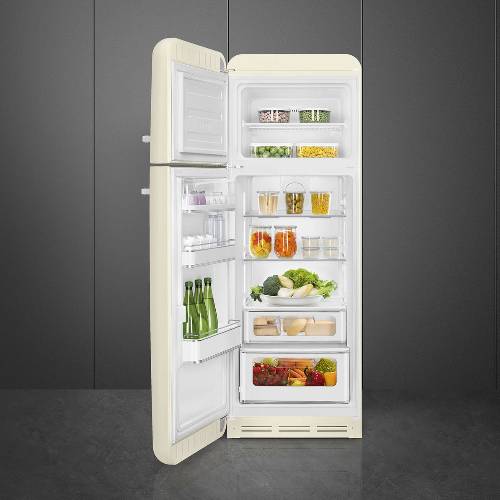 koelkast Cr&egrave;me Vrijstaand Dubbeldeurs - Zilverschoon smeg koelkast binnen fab30lcr6 - FAB30LCR6