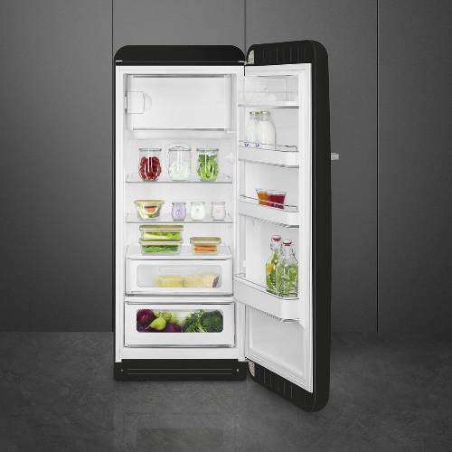 Koelkast Zwart Vrijstaand Enkeldeurs - Zilverschoon smeg koelkast zwart fab28rbl6 4 - FAB28RBL6