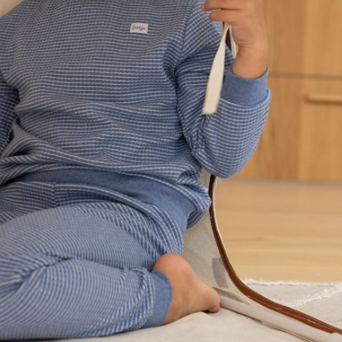 Wafelpyjama blue melange - Zilverschoon wafelpyama blue melange detail 1 - 305610 kids (766)