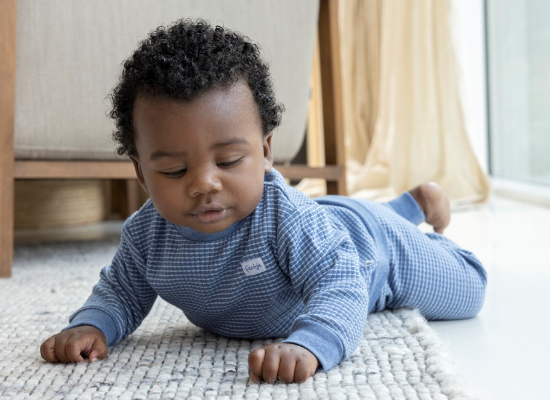 Wafelpyjama blue melange - Zilverschoon wafelpyama blue melange sfeer baby - 305610