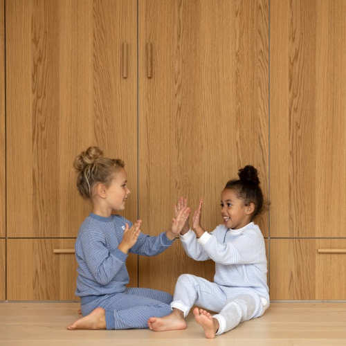 Wafelpyjama blue melange - Zilverschoon wafelpyama blue melange sfeer meisje 1 - 305610 kids (766)