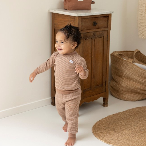Wafelpyjama bruin - Zilverschoon wafelpyama bruin sfeer peuter 305558 - 305558