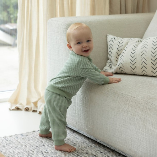 Wafelpyjama groen melange - Zilverschoon wafelpyama groen melange sfeer baby dreumes 305613 - 305613