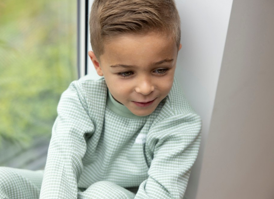 Wafelpyjama groen melange - Zilverschoon wafelpyama groen melange sfeer kids 305613 - 305613 kids