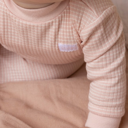 Wafelpyjama oud roze - Zilverschoon wafelpyama oudroze detail - 305615