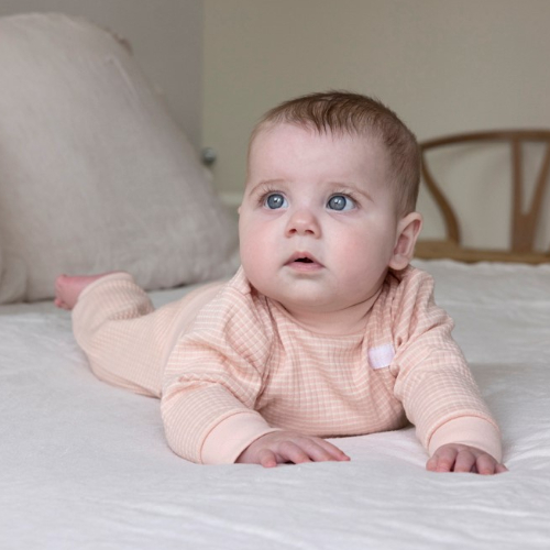 Wafelpyjama oud roze - Zilverschoon wafelpyama oudroze sfeer baby 305615 - 305615