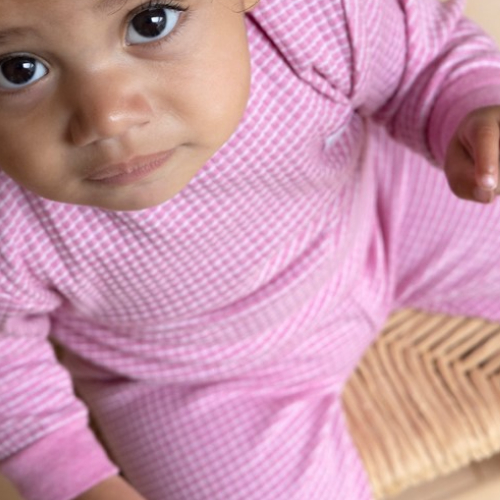 Wafelpyjama roze melange - Zilverschoon wafelpyama roze melange detail 305611 - 305611