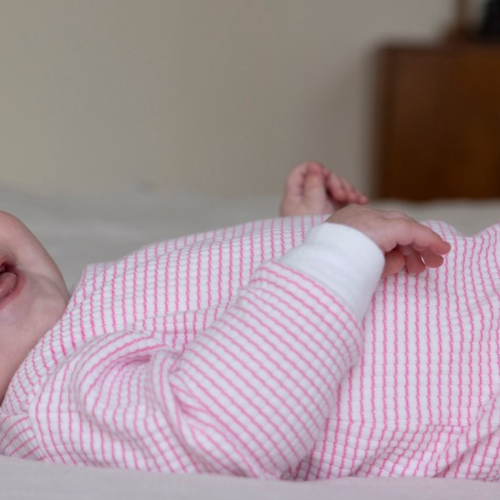 Wafelpyjama roze - Zilverschoon wafelpyama roze wit detail baby 305602 - 305602