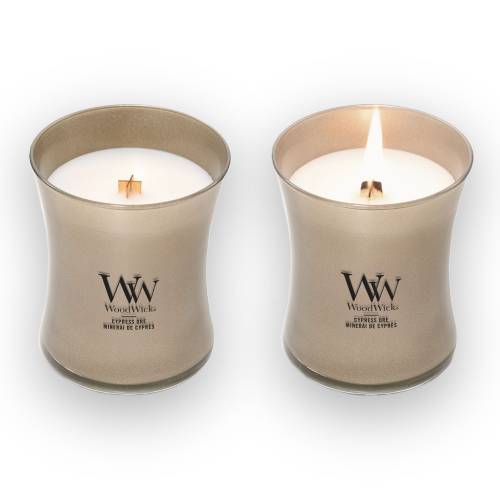 Geurkaars Cypress Ore medium - Zilverschoon woodwick cypress ore detail - 2659629E