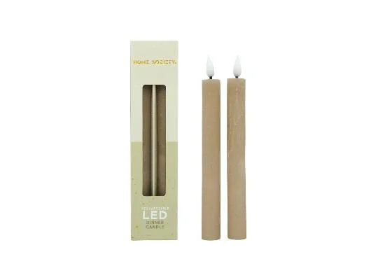 LED Dinerkaarsen oplaadbaar set 2 Home Society, Beige