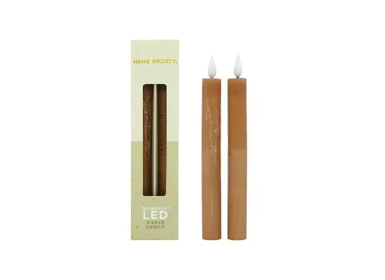 LED Dinerkaarsen oplaadbaar set 2 Home Society, Bruin