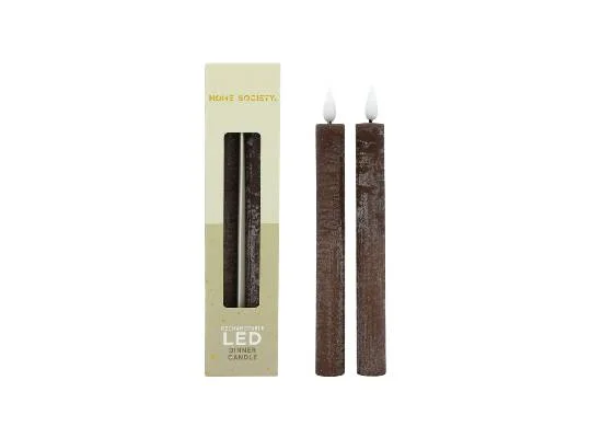 LED Dinerkaarsen oplaadbaar set 2 Home Society, Donker bruin