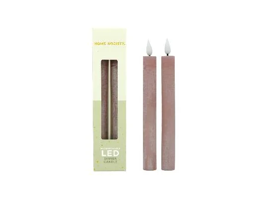 LED Dinerkaarsen oplaadbaar set 2 Home Society, Roze