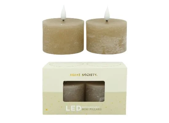 LED Mini Stompkaarsen oplaadbaar set 2 Home Society, Beige