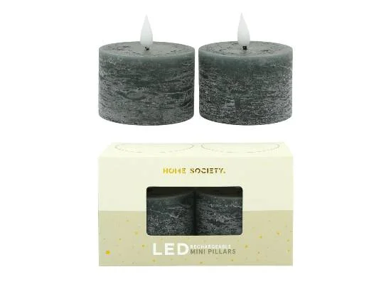 LED Mini Stompkaarsen oplaadbaar set 2 Home Society, Grijs