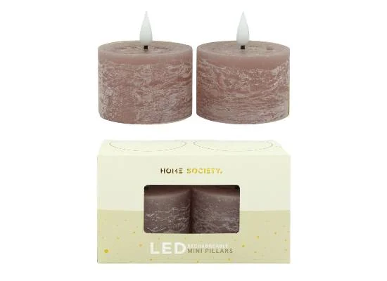 LED Mini Stompkaarsen oplaadbaar set 2 Home Society, Roze