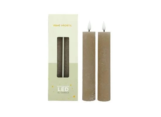 LED XL Dinerkaarsen oplaadbaar set 2 Beige, Home Society