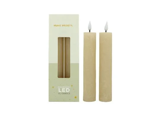 LED XL Dinerkaarsen oplaadbaar set 2 Home Society, Off white