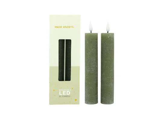 LED XL Dinerkaarsen oplaadbaar set 2 Groen, Home Society
