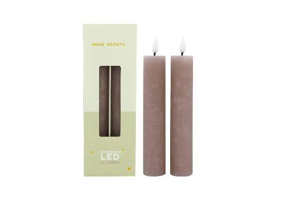 LED XL Dinerkaarsen oplaadbaar set 2 Roze, Home Society